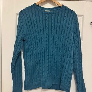 LL Bean Cable Knit Sweater Womens Large Crewneck